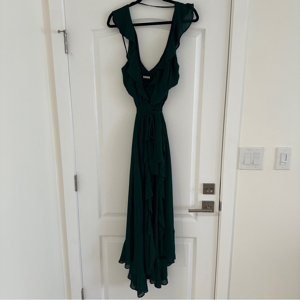 Reformation Green Ruffle Dress - Picture 5 of 13